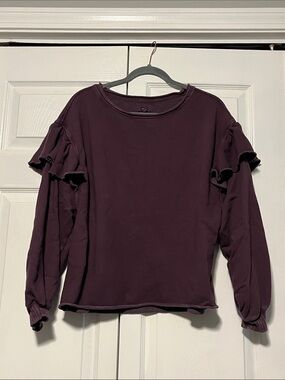 aerie Plum Ruffle Shoulder Sweatshirt